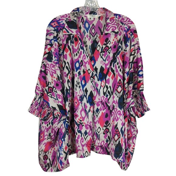 UMGEE Women's‎ oversize floral multicolored geometric V neck Tunic sz Small - Picture 1 of 11